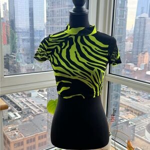 Neon Green Zebra Print Crop Top